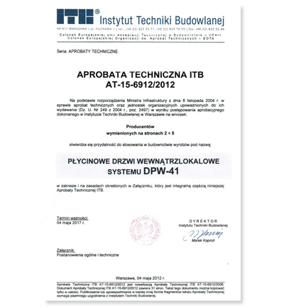Certyfikat ITB AT-15-6912/2012